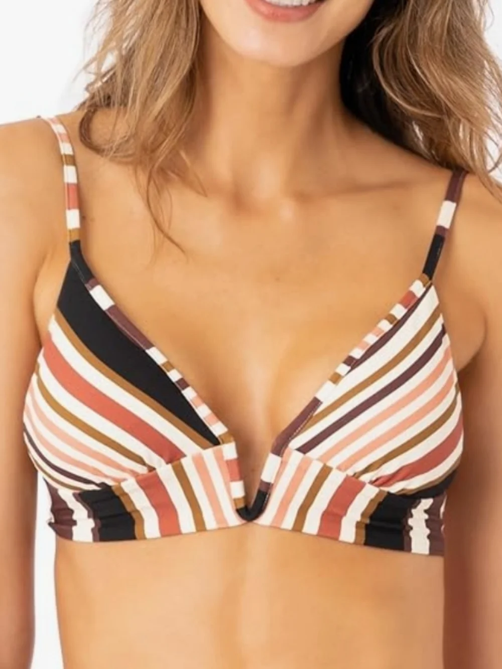 Maaji Burgundy Barcode Parade Reversible Triangle Bikini Swim Top L